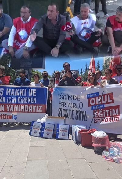 Eğitim İş’ten Yusuf Tekin’e tebeşirli protesto